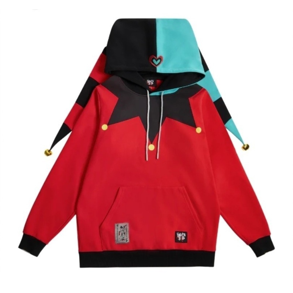 FIZZ JESTER HOODIE Stylish Occult Large Fizzarolli Helluva Boss w/ Jingle Bells
